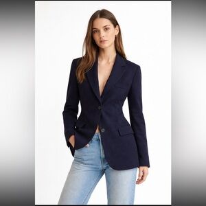 Jacquemus La Riviera Wool Tailored Blazer Navy Designer Jacket Size 32